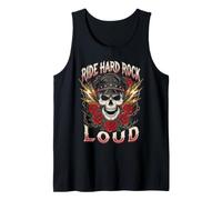 Ride Hard Rock Teschio Loud con Grafica Rose Biker Thunder Canotta