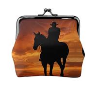 Ride Horse Dusk Sunset Print Portamonete piccolo Portamonete in pelle con chiusura a bacio Portafoglio portamonete Regali per uomo Donna