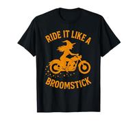 Ride It Like a Broomstick Funny Halloween Witch On Motorcycle Maglietta