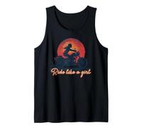 Ride Like a Girl Vintage Tramonto Moto amante Ragazza Canotta