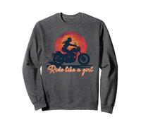 Ride Like a Girl Vintage Tramonto Moto Amante Ragazza Felpa