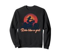 Ride Like a Girl Vintage Tramonto Moto amante Ragazza Felpa