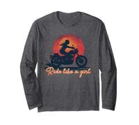 Ride Like a Girl Vintage Tramonto Moto Amante Ragazza Maglia a Manica