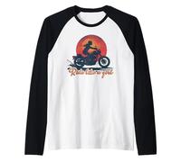 Ride Like a Girl Vintage Tramonto Moto amante Ragazza Maglia con Maniche Raglan