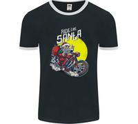 Ride Like Santa Biker Motorcycle Christmas Uomo Ringer T-Shirt FotL