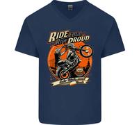 Ride Loud Ride Proud Motociclista Uomo Scollo A V Cotone T-Shirt