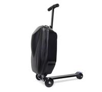 Ride On Luggage Scooter - Valigia rigida pieghevole 2 in 1 per bambini dai 4 ai 15 anni, trolley da viaggio multifunzione, Nero , M