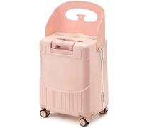 Ride-On - Valigia per bambini con serratura, 4 ruote girevoli e sedile rimovibile, con vani portaoggetti, lacci e ganci da viaggio per bambini
