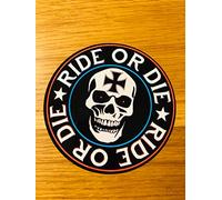 Ride OR Die Iron Skull Cross Sticker Croce Skull Bike Hotrod Mi464