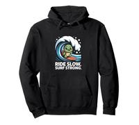 Ride Slow Surf Forte Turtle Wave Divertimento Felpa con Cappuccio