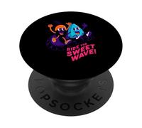 Ride The Sweet Wave, motivo retrò fluorescente a forma di frutta surfata PopSockets PopGrip Adesivo