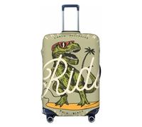 Ride The Wave, copribagagli da viaggio con dinosauro surfista - Elasticità coperture per valigie protettive per bagagli 45-81 cm, Nero , XL