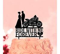 Ride With Me Forever Motorcycle Beach Mr And Mrs Wedding Cake Topper Silhouette Acrilico Nero Sposa & Sposo Cake Topper Personalizza Data Matrimonio Anniversario Decorazioni Matrimonio