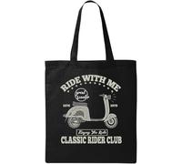 Ride with Me Great Scooter 1979 Enjoy The Ride - Borsa tote in cotone ecologico naturale, colore: Nero, Nero , Taglia unica