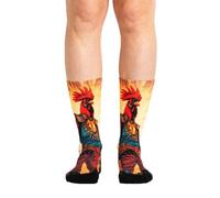 Ridefyl Calze Sportive Ciclismo e CrossFit - Altezza Media Crew - Traspiranti, Compressione Anatomica - Design Originali - 41-46 (El Gallo)