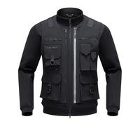 RIDEIRON Giacca da Moto Uomo EstateTutte le Stagionicon con Spalline e Gomitiere CE Fodera Rimovibile Armatura Moto Protezione Antivento Nero XL