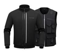 RIDEIRON Giacca da Moto Uomo Invernale Tutte le Stagionicon con Spalline e Gomitiere CE Armatura Moto Protezione Antivento Nero XL