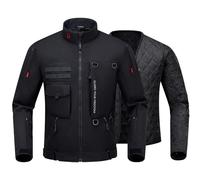 RIDEIRON Giacca Moto Uomo Invernale CE Class A con Spalline e Gomitiere (CE-2) Fodera Rimovibile Armatura Moto Protezione Antivento Nero XL
