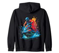Rider Jet Sci - Illustrazione Sport Acquatici Splash Art Felpa con Cappuccio