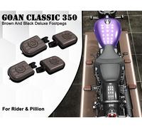" Rider & Passeggero Deluxe Pedane Nero & Marrone " Royal Enfield Goan Classico