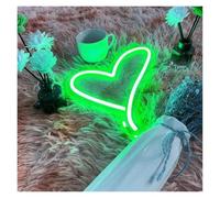 Riderai insegna luminosa al neon Cuore per insegna al per neon LED per luce per per notturna a forma di cuore dimmerabile alimentata tramite(Verde)