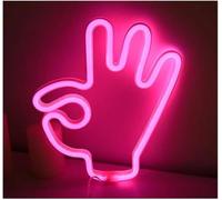 Riderai insegna luminosa al neon Decorazione luminosa a LED al neon arcobaleno con gesto OK, decorazione da parete per camera letto, lampada notte sospesa, per casa, feste e festività(2)
