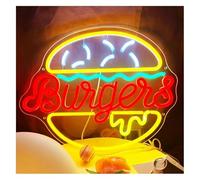 Riderai insegna luminosa al neon Decorazione murale con insegna al neon di Amburgo, negozio hamburger, 42 x 33,1 cm