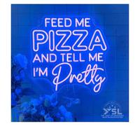Riderai insegna luminosa al neon Feed Me Pizza And Tell Me I'm Pretty per insegna al per neon LED Light dimmerabile per alimentazione per USB(Blu)