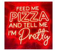 Riderai insegna luminosa al neon Feed Me Pizza And Tell Me I'm Pretty per insegna al per neon LED Light dimmerabile per alimentazione per USB(Rosso)