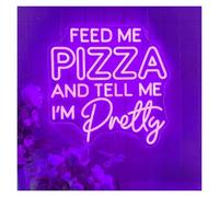 Riderai insegna luminosa al neon Feed Me Pizza And Tell Me I'm Pretty per insegna al per neon LED Light dimmerabile per alimentazione per USB(purpureo)