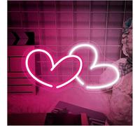 Riderai insegna luminosa al neon Insegna al neon a forma di cuore, luci alimentate, utilizzate per decorazioni murali per feste e matrimoni(Une,40cmx21cm)