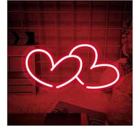 Riderai insegna luminosa al neon Insegna al neon a forma di cuore, luci alimentate, utilizzate per decorazioni murali per feste e matrimoni(Ré,50cmx26cm)