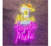 Riderai insegna luminosa al neon Insegna al neon dall'atmosfera rilassante Mama Needs Tequila Mucho per Wine Bar(A)