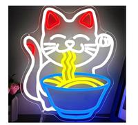 Riderai insegna luminosa al neon Lampada al neon con atmosfera rilassante, motivo: gatto, tè e latte, alimentata da, ideale per la decorazione(29cmx31cm)