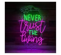 Riderai insegna luminosa al neon Luce al neon con scritta Non fidarti mai dei vivi luminosità regolabile 33 cm x 51