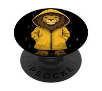 Ridere attraverso la tempesta con questo leone in impermeabile PopSockets PopGrip Adesivo