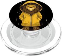 Ridere attraverso la tempesta con questo leone in impermeabile PopSockets PopGrip per MagSafe
