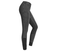 RIDERS CHOICE RidersDeal Collection - Pantaloni da equitazione da donna con inserti in silicone e tasca per cellulare, grigio., 32