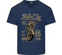 Riders Inc Maglietta In Cotone A V Per Uomo Da Moto Cafe Racer Biker