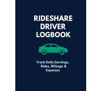 Rideshare Driver Logbook: Daily Earnings, Rides, Mileage & Expense Tracker for Uber, Lyft & Gig Economy Drivers: Track Pay, Trips, and Costs | Simple ... for Rideshare and Independent Contractors
