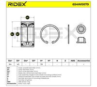 RIDEX 654W0079 Kit cuscinetto ruota adatto per MERCEDES-BENZ VITO Kasten (638)