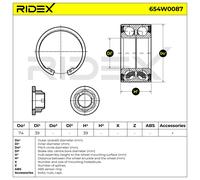 RIDEX 654W0087 Kit cuscinetto ruota