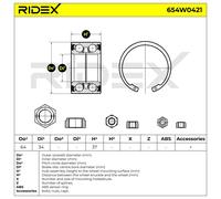 RIDEX 654W0421 Kit cuscinetto ruota per VW GOLF II (19E, 1G1) GOLF I (17) 64mm