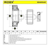 RIDEX 654W0440 Kit cuscinetto ruota