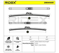 RIDEX Tergicristalli 650mm/600mm per VW Polo Hatchback (6R1, 6C1)