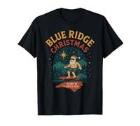Ridge Blue Christmas NC Maglietta Grafica Babbo Natale Surf Retro Fun Maglietta