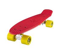 Ridge Mini Cruiser Skate Skateboard Retro 22" Completo nel Rosso, Cuscinetti ABEC 7, Rosso- Giallo