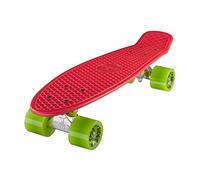 Ridge Mini Cruiser Skate Skateboard Retro 22" Completo nel Rosso, Cuscinetti ABEC 7, Rosso- Verde