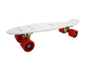 Ridge Skateboards Big Brother Nickel Mini Skate Cruiser Completo, fatto in l'UE, cuscinetti ABEC 7, alta qualità formula segreta di plastica, Bianco/Rosso, 27" (799872520)