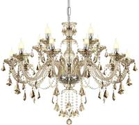 Ridgeyard Lampadario moderno in cristallo, 15 luci K9 Plafoniera in cristallo a sospensione con catena regolabile per camera da letto, soggiorno, sala da pranzo, hotel, corridoio (E14, Colore Cognac)
